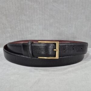 Brighton belt men's 42 black Anilina Cowhide on glove leather solid brass buckle